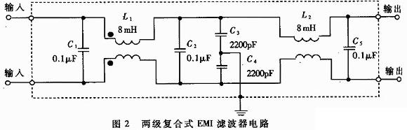 两级复合式EMI滤波器内部电路