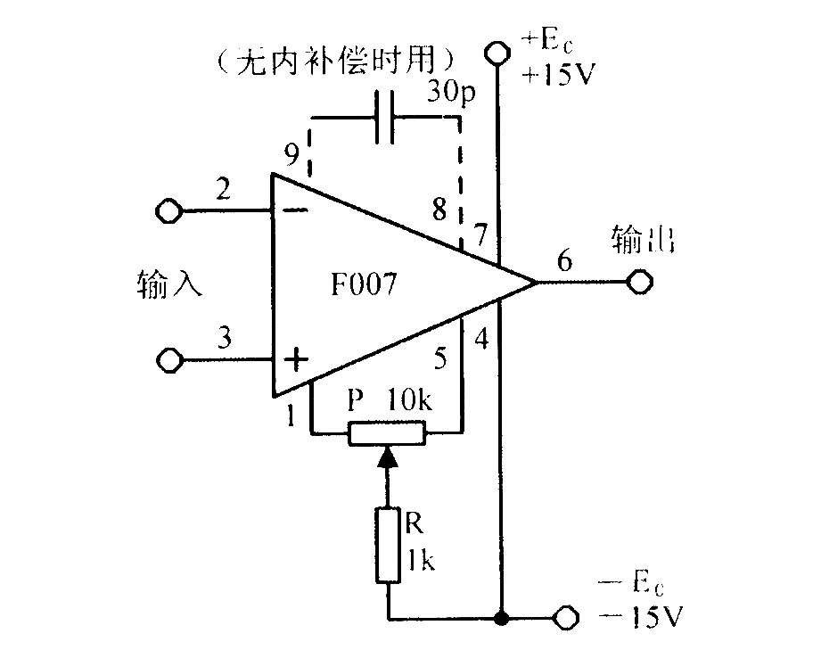 F007集成<b>运</b><b>放</b>芯片的应<b>用电路</b>图