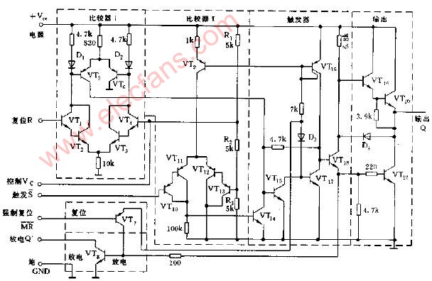 上海元件五厂生产的5G1555<b>等效电路图</b>